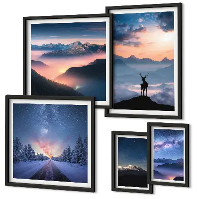 Gallery wall Berglandschappen 's nachts