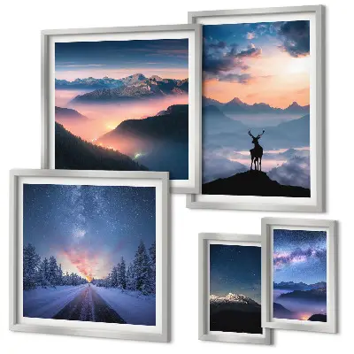 Gallery wall Berglandschappen 's nachts