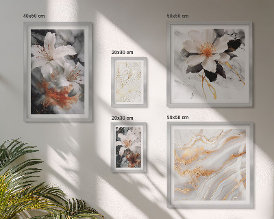 Wanddecoratie compositie Elegante achtergrond met bloemen en marmer
