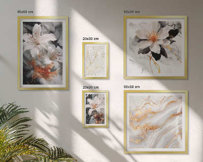 Wanddecoratie compositie Elegante achtergrond met bloemen en marmer