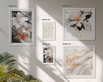 Wanddecoratie compositie Elegante achtergrond met bloemen en marmer