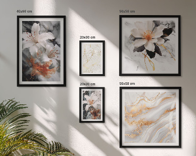 Wanddecoratie compositie Elegante achtergrond met bloemen en marmer