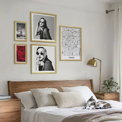 Moderne schilderijen set Stijlvolle accenten uit de Parijse mode