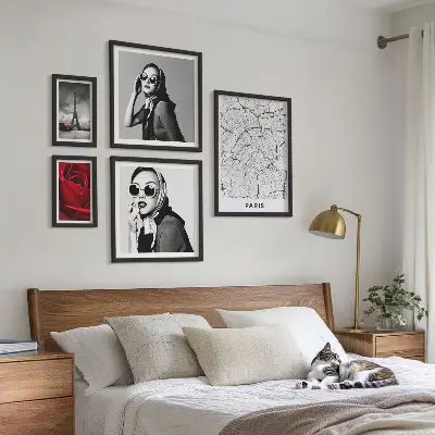 Moderne schilderijen set Stijlvolle accenten uit de Parijse mode