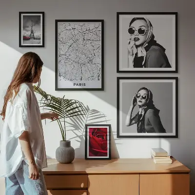 Moderne schilderijen set Stijlvolle accenten uit de Parijse mode