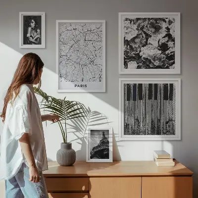 Gallery wall met een elegant Parijs architectuurontwerp