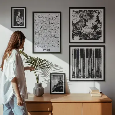 Gallery wall met een elegant Parijs architectuurontwerp