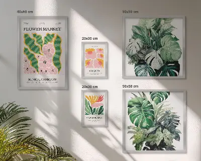 Moderne schilderijen set met boho bloemen en plantenmotieven
