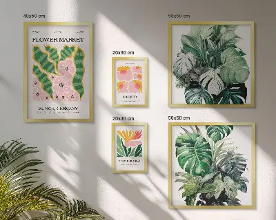 Moderne schilderijen set met boho bloemen en plantenmotieven