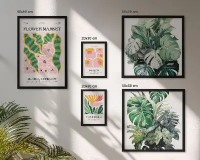 Moderne schilderijen set met boho bloemen en plantenmotieven