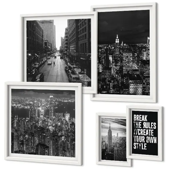 Wanddecoratie compositie Zwart-witfoto's van New York City