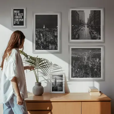 Wanddecoratie compositie Zwart-witfoto's van New York City