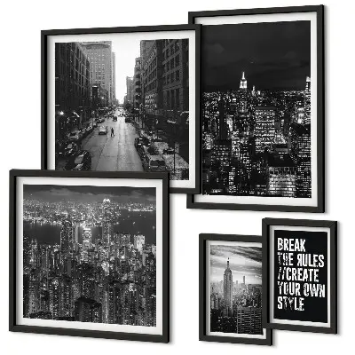 Wanddecoratie compositie Zwart-witfoto's van New York City