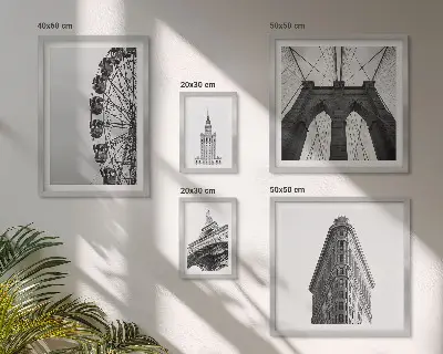 Moderne schilderijen set Zwart-witte stedelijke architectuur