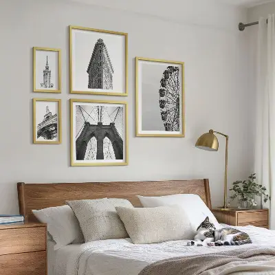 Moderne schilderijen set Zwart-witte stedelijke architectuur