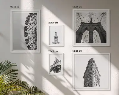 Moderne schilderijen set Zwart-witte stedelijke architectuur