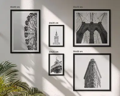 Moderne schilderijen set Zwart-witte stedelijke architectuur