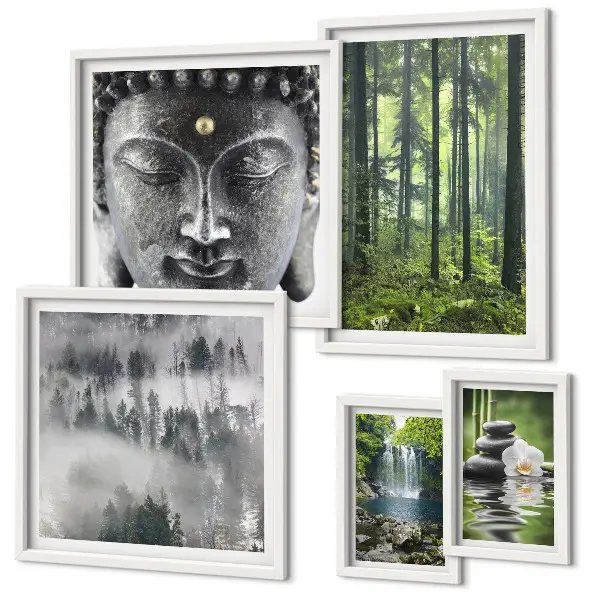 Gallery wall met ontspannende zen-natuurthema's