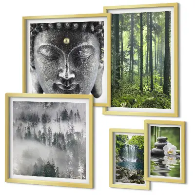 Gallery wall met ontspannende zen-natuurthema's