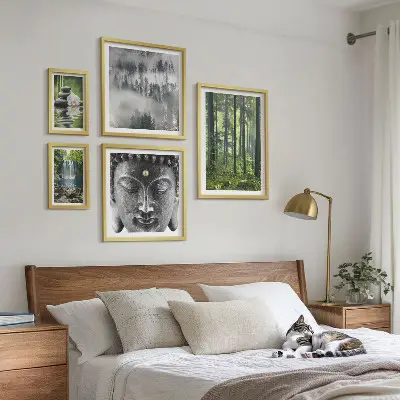 Gallery wall met ontspannende zen-natuurthema's