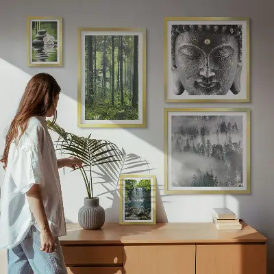 Gallery wall met ontspannende zen-natuurthema's