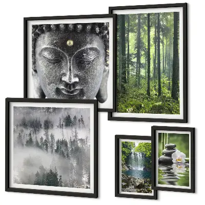 Gallery wall met ontspannende zen-natuurthema's