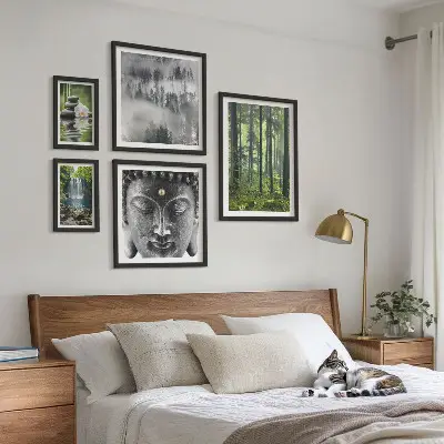 Gallery wall met ontspannende zen-natuurthema's
