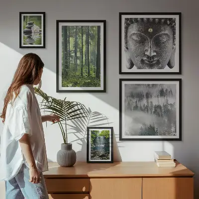 Gallery wall met ontspannende zen-natuurthema's