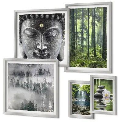 Gallery wall met ontspannende zen-natuurthema's