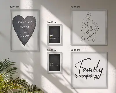 Gallery wall met thema familiewaarden, liefde en verbondenheid