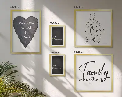 Gallery wall met thema familiewaarden, liefde en verbondenheid