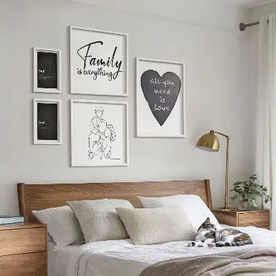 Gallery wall met thema familiewaarden, liefde en verbondenheid