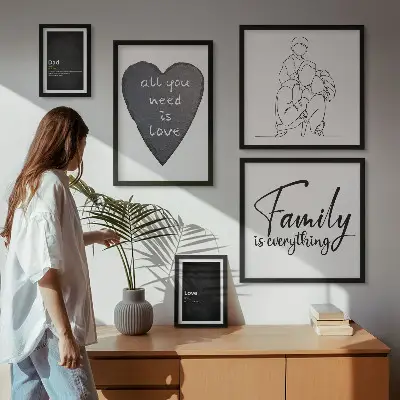 Gallery wall met thema familiewaarden, liefde en verbondenheid
