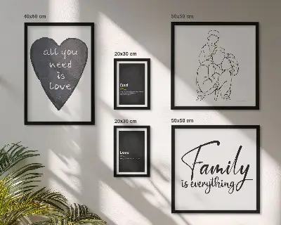 Gallery wall met thema familiewaarden, liefde en verbondenheid