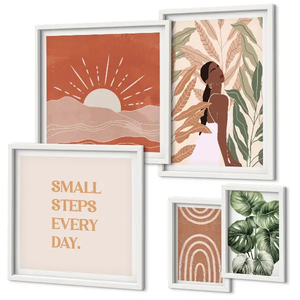 Wanddecoratie met plantenmotief in boho-stijl
