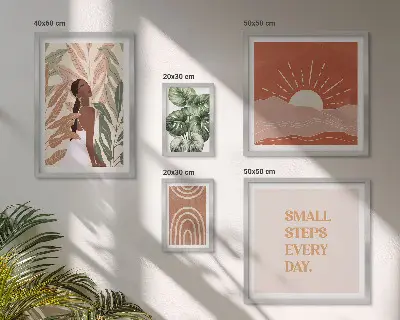 Wanddecoratie met plantenmotief in boho-stijl