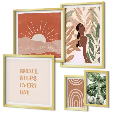 Wanddecoratie met plantenmotief in boho-stijl