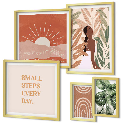 Wanddecoratie compositie Plantenmotief in boho-stijl