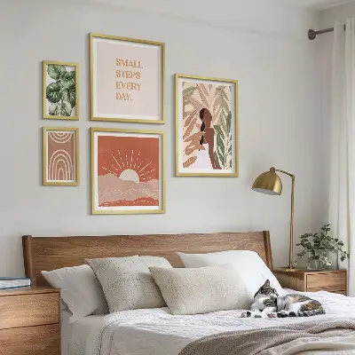 Wanddecoratie met plantenmotief in boho-stijl