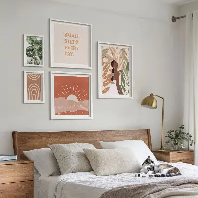 Wanddecoratie met plantenmotief in boho-stijl
