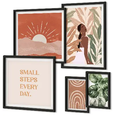 Wanddecoratie met plantenmotief in boho-stijl