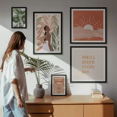 Wanddecoratie met plantenmotief in boho-stijl