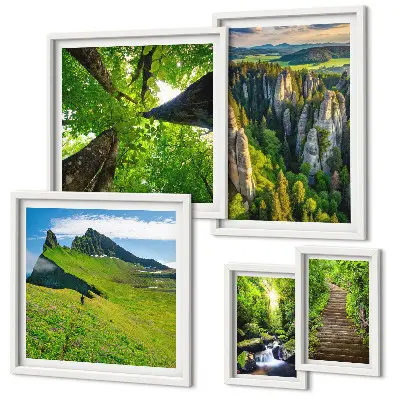 Wanddecoratie compositie Groene landschappen, natuurpaden