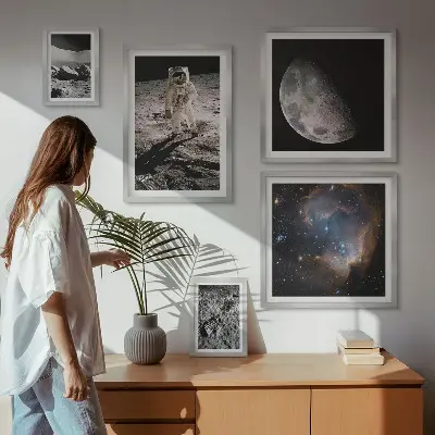 Moderne schilderijen set Kosmische ontdekkingen en geheimen