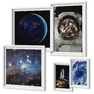 Wanddecoratie compositie Ruimteontdekkingen van astronauten