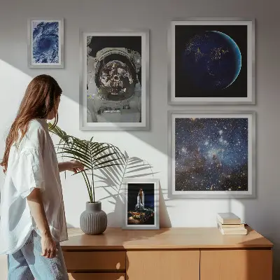 Wanddecoratie compositie Ruimteontdekkingen van astronauten