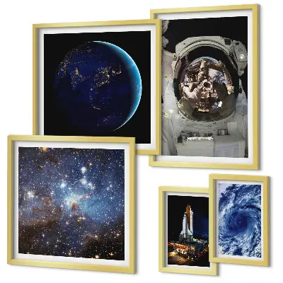 Wanddecoratie compositie Ruimteontdekkingen van astronauten