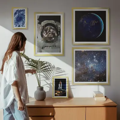 Wanddecoratie compositie Ruimteontdekkingen van astronauten