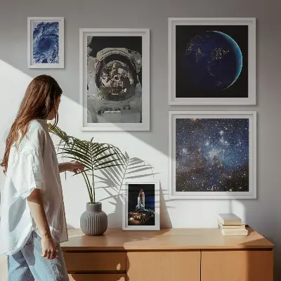 Wanddecoratie compositie Ruimteontdekkingen van astronauten