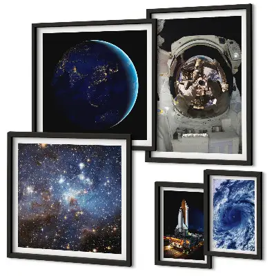 Wanddecoratie compositie Ruimteontdekkingen van astronauten